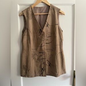Stunning Vintage Taupe vest with black stitching